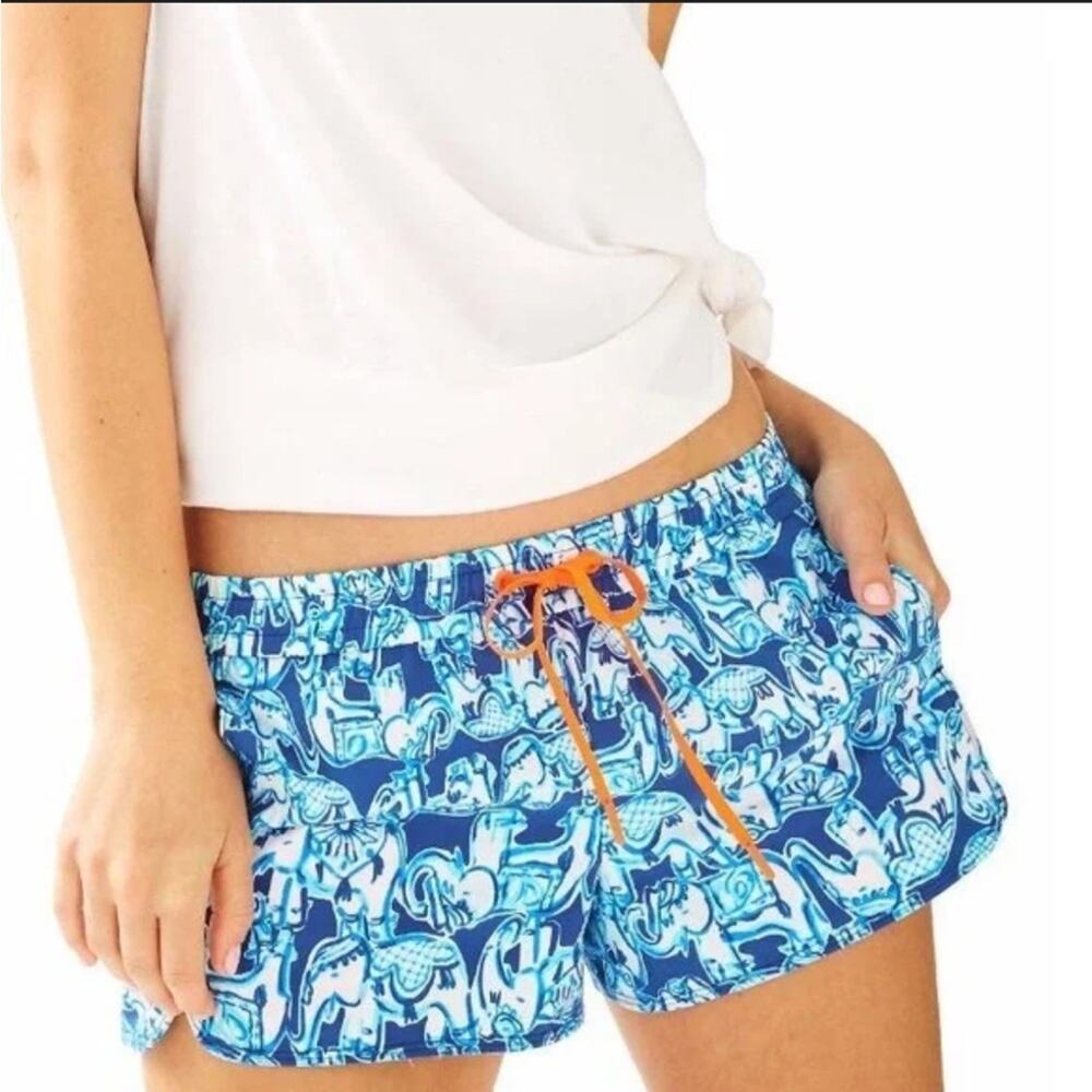 Lilly Pulitzer Run Around Luxletic Short Bomber Blue Get Trunky Size Small